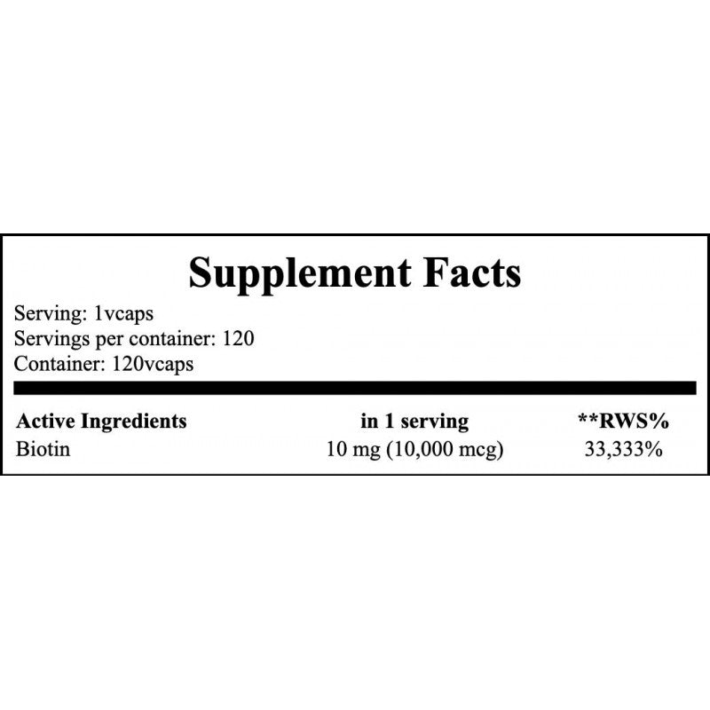 Biotin 10mg Extra Strength - 120vcaps.