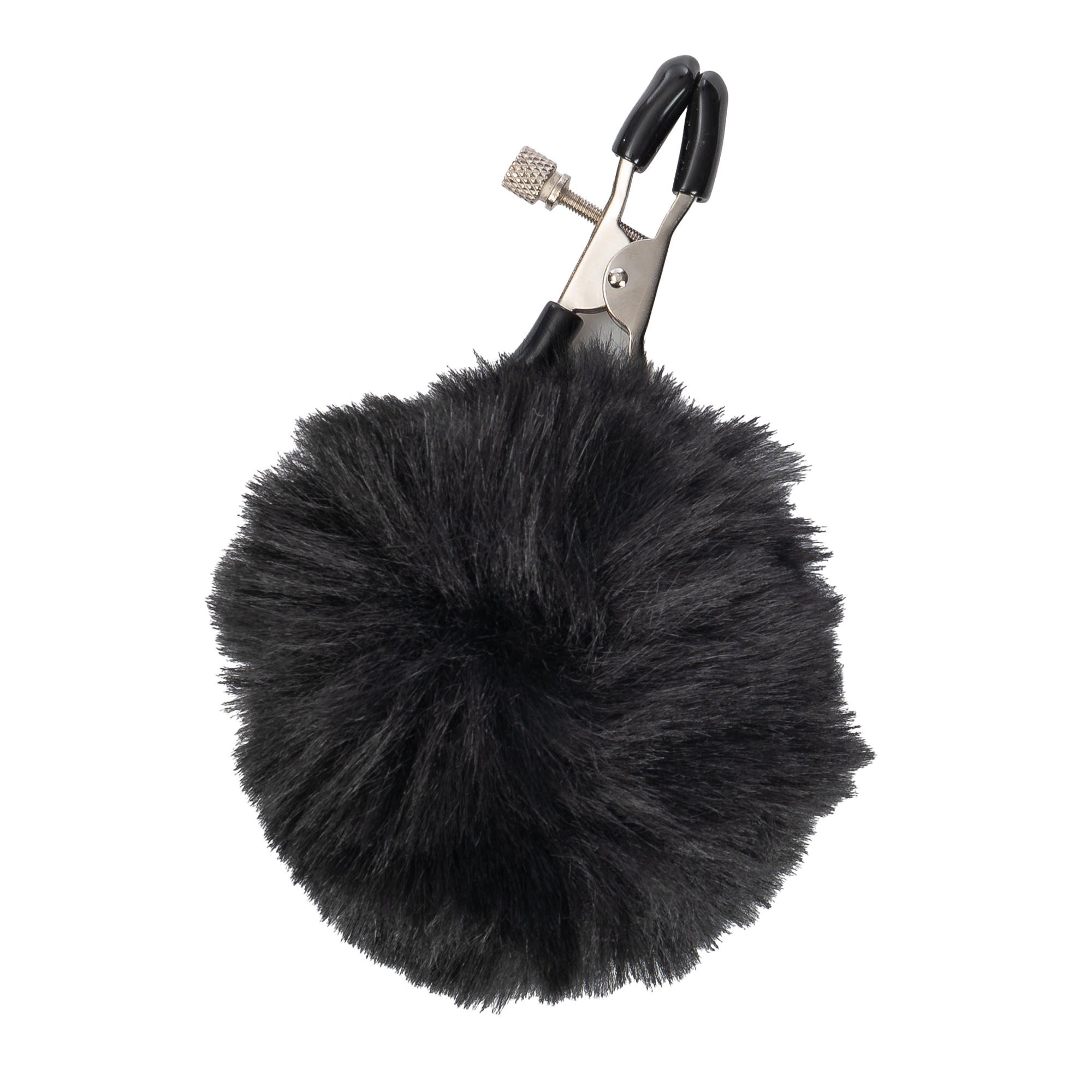 Rimba Bondage Play – Nippelklemmen mit Pompons – Schwarz