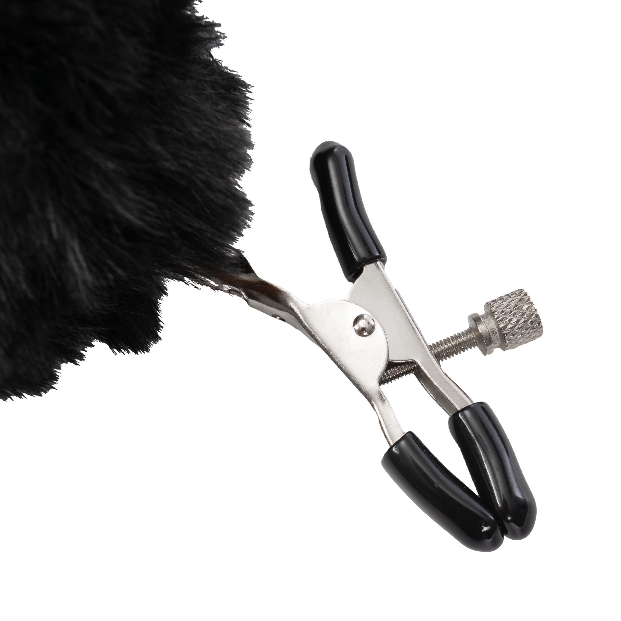Rimba Bondage Play – Nippelklemmen mit Pompons – Schwarz