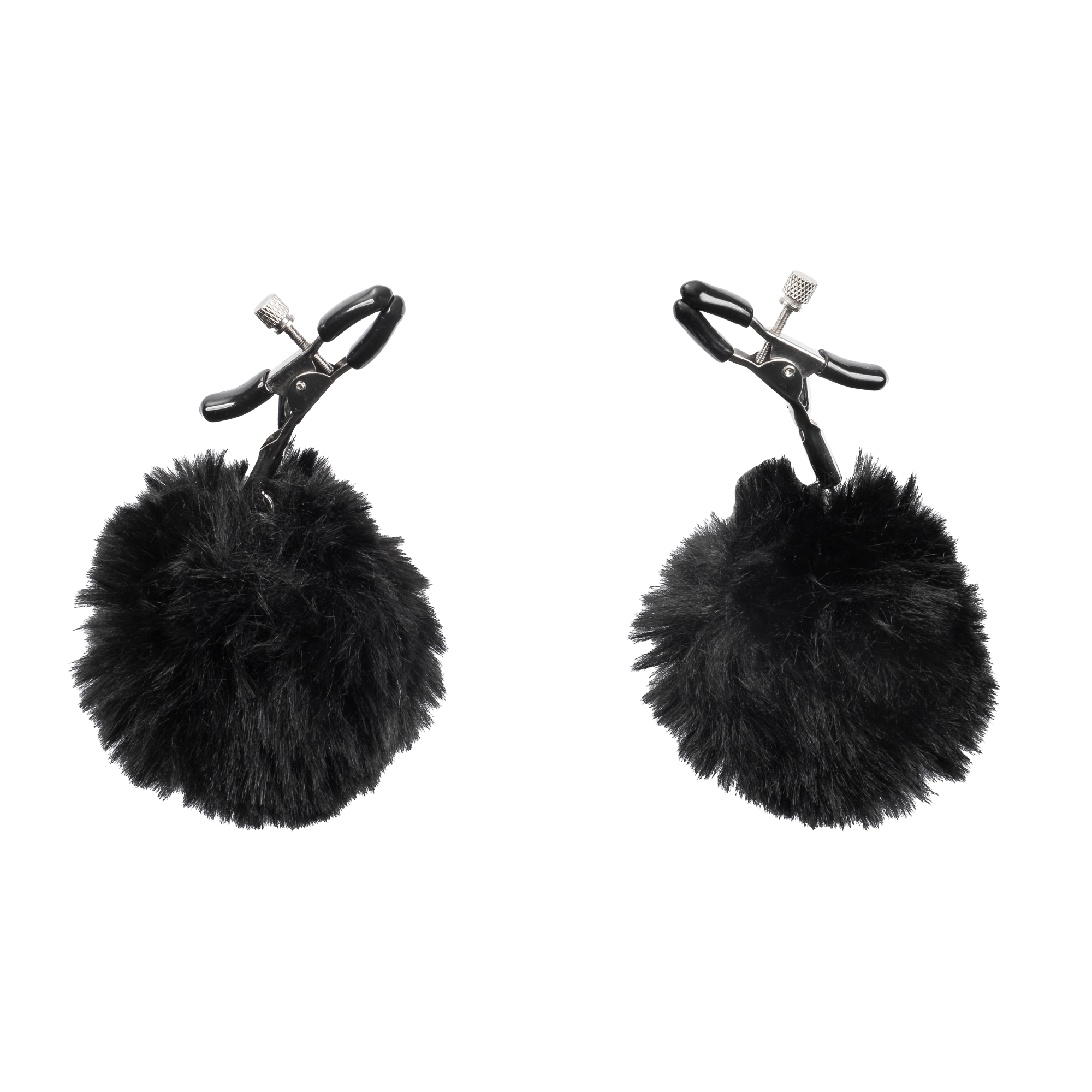 6: Rimba Bondage Play – Nippelklemmen mit Pompons – Schwarz