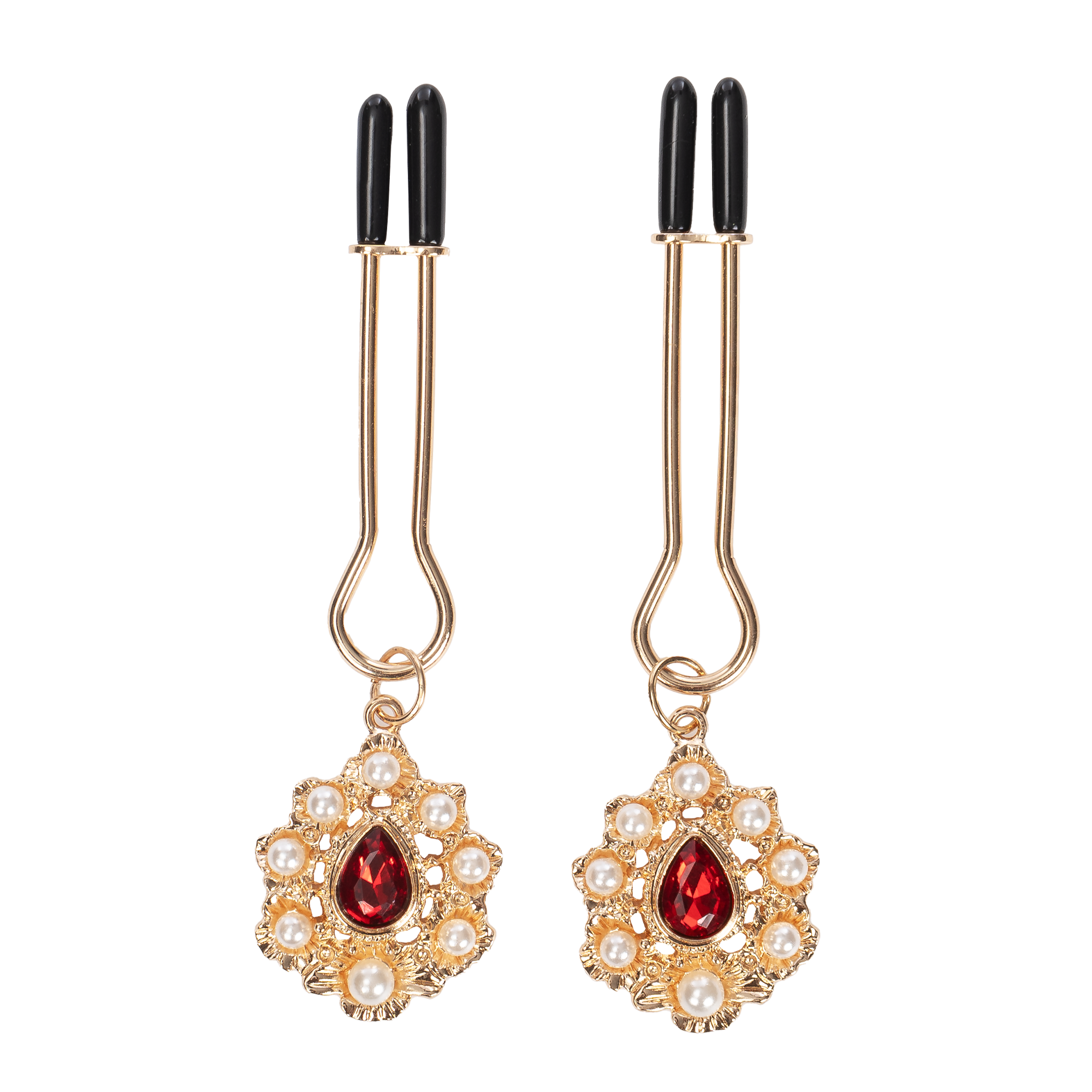 Rimba Bondage Play – Brustwarzenklammern mit Goldschmuck – Gold