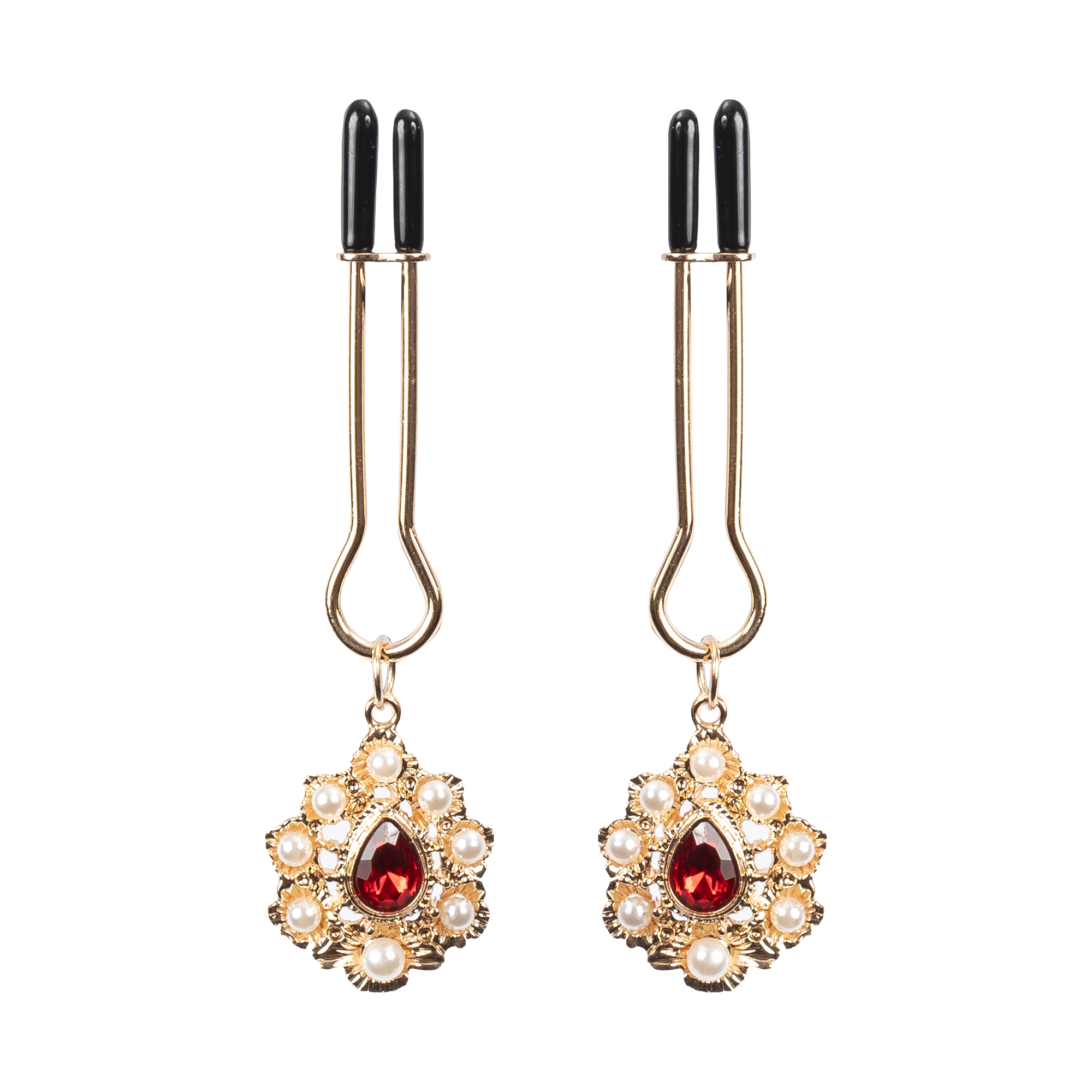 Rimba Bondage Play – Brustwarzenklammern mit Goldschmuck – Gold