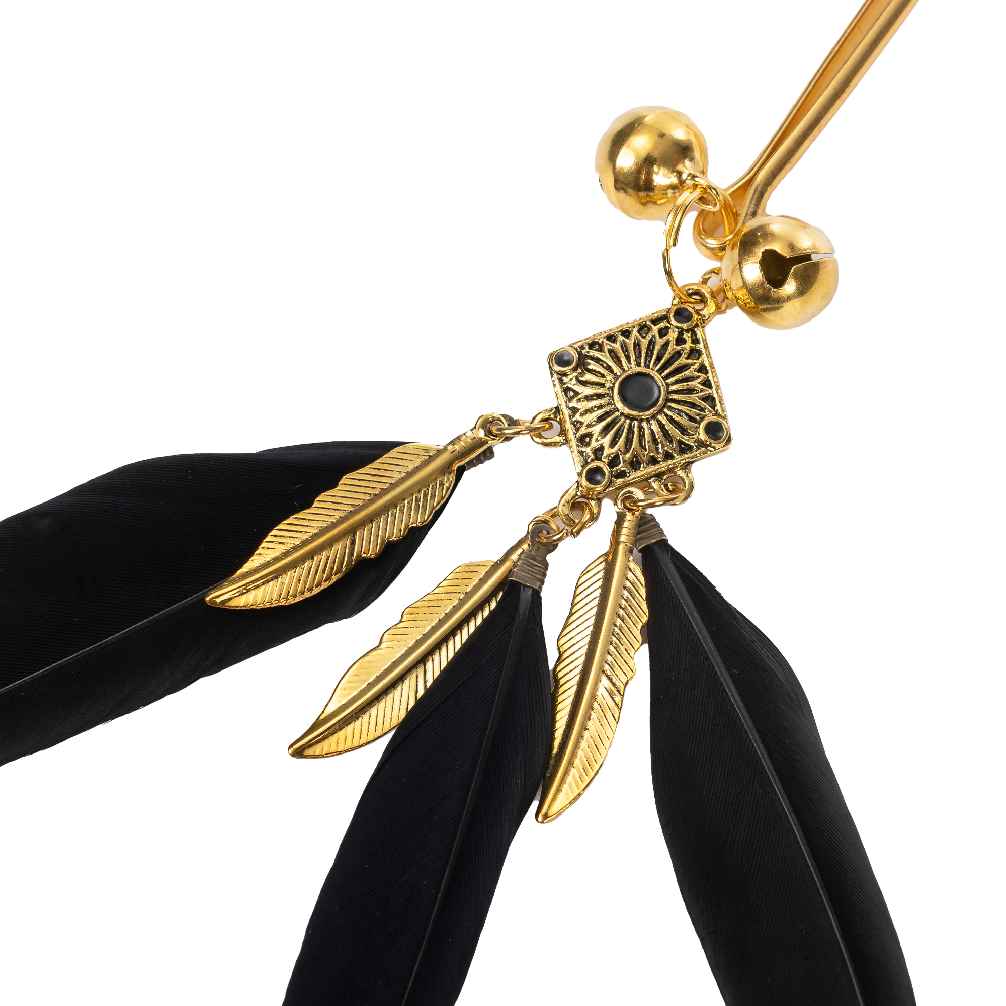 6: Rimba Bondage Play – Nippelklemmen mit Federn – Schwarz & Gold