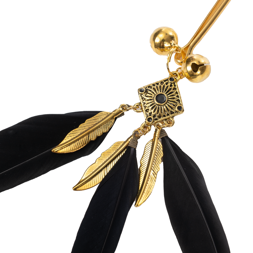 6: Rimba Bondage Play – Nippelklemmen mit Federn – Schwarz & Gold