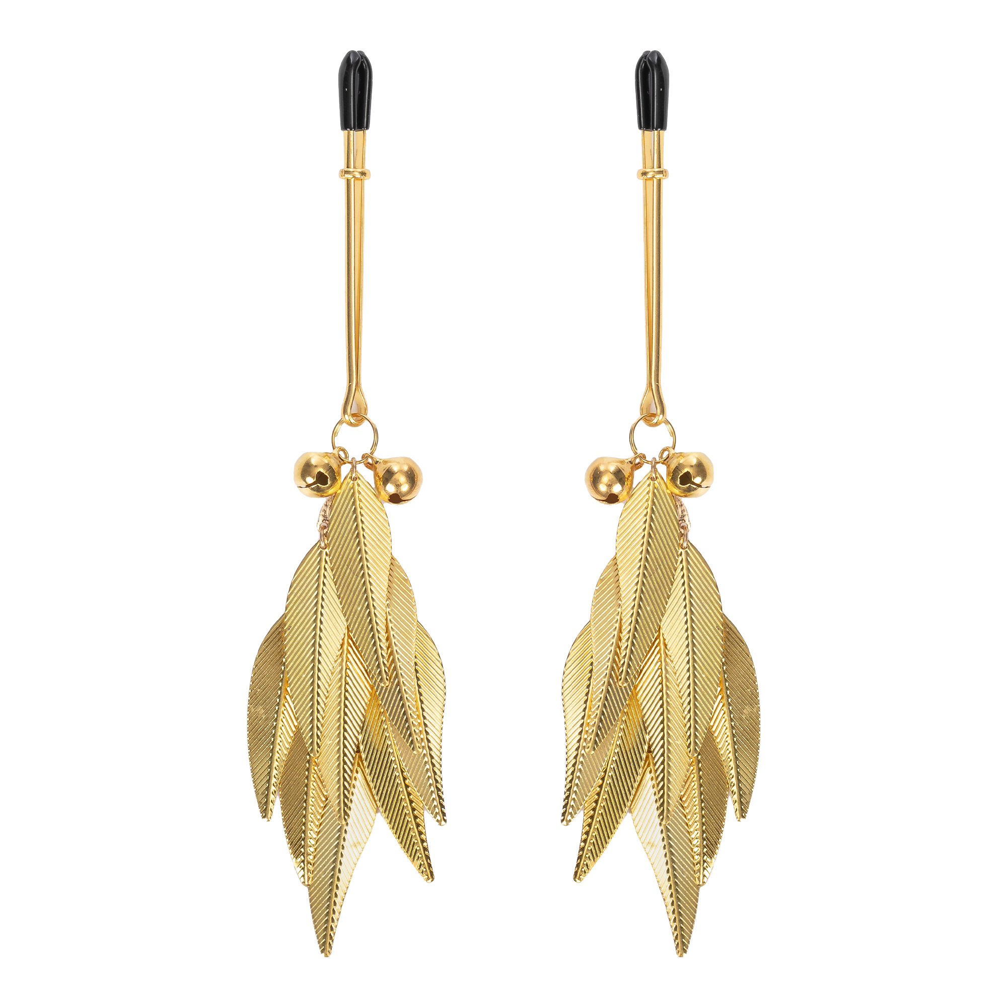 5: Rimba Bondage Play – Nippelklemmen mit Federn – Gold