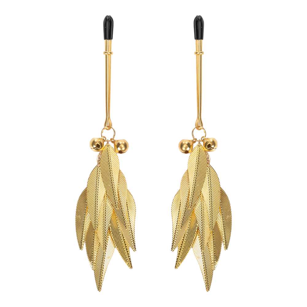 5: Rimba Bondage Play – Nippelklemmen mit Federn – Gold