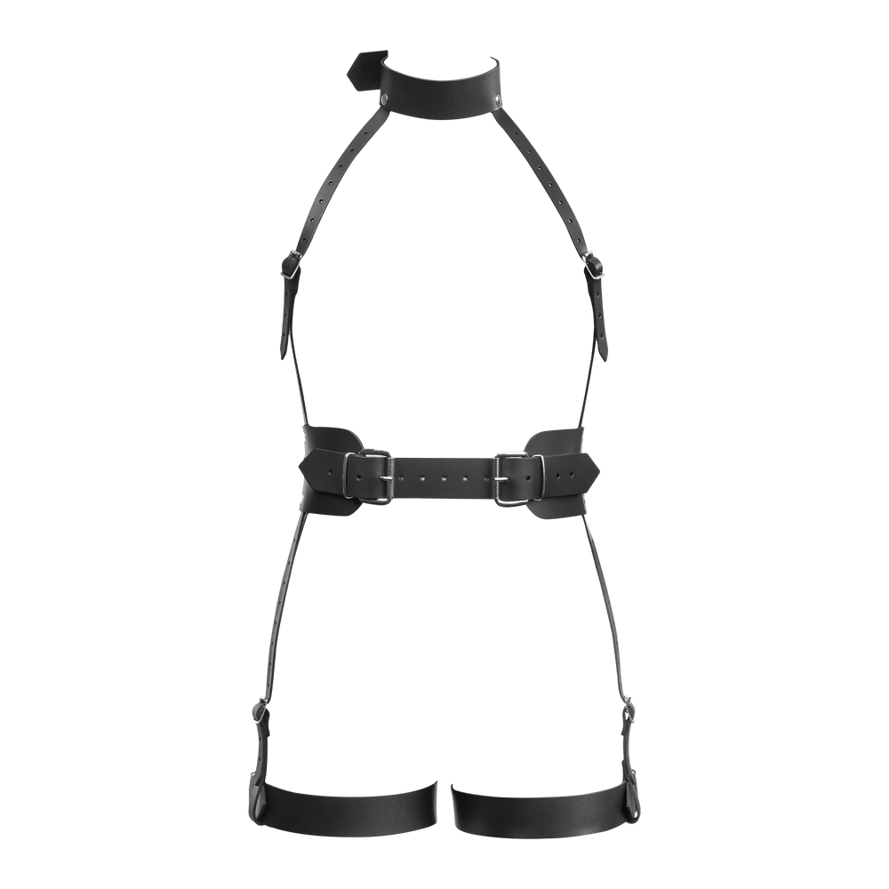 Rimba Bondage Play – Ganzkörper-Bondage-Harnisch aus Leder – Schwarz
