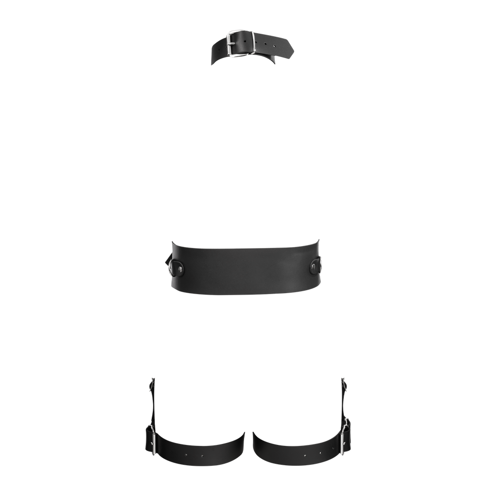 Rimba Bondage Play – Ganzkörper-Bondage-Harnisch aus Leder – Schwarz