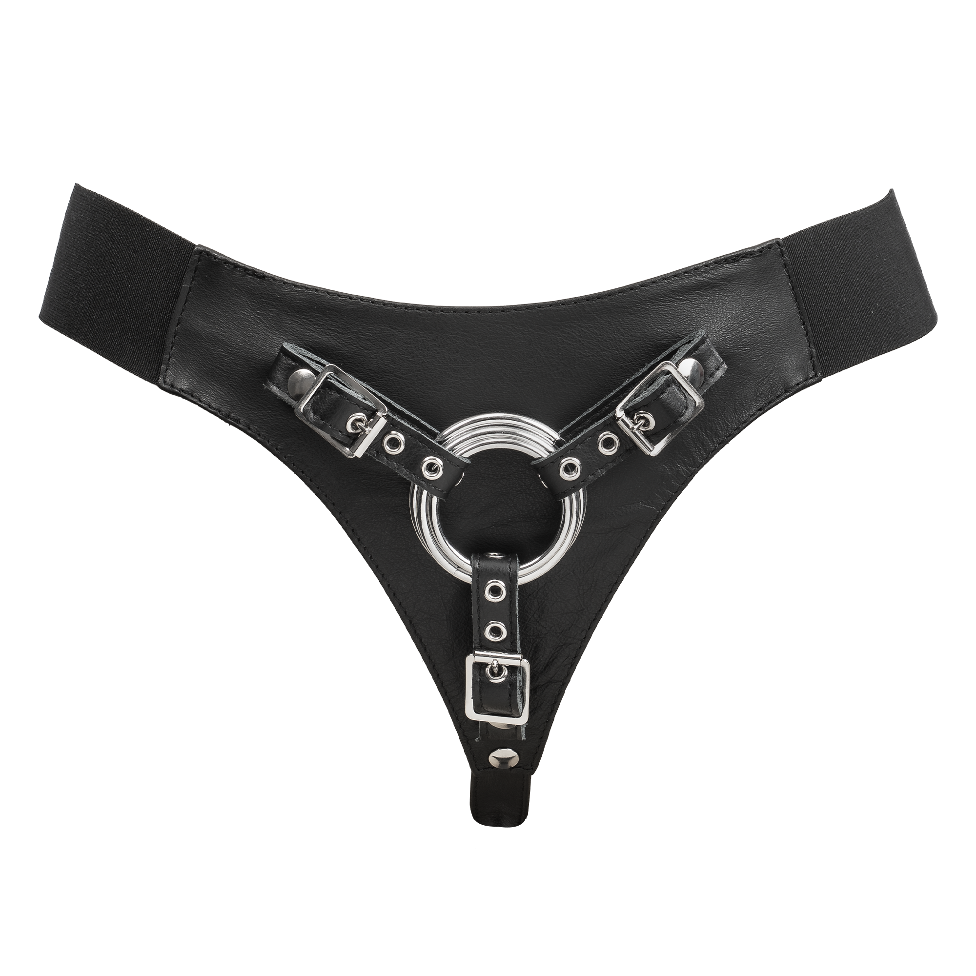 Rimba Bondage Play – Strap-On-Harness aus Leder – Schwarz