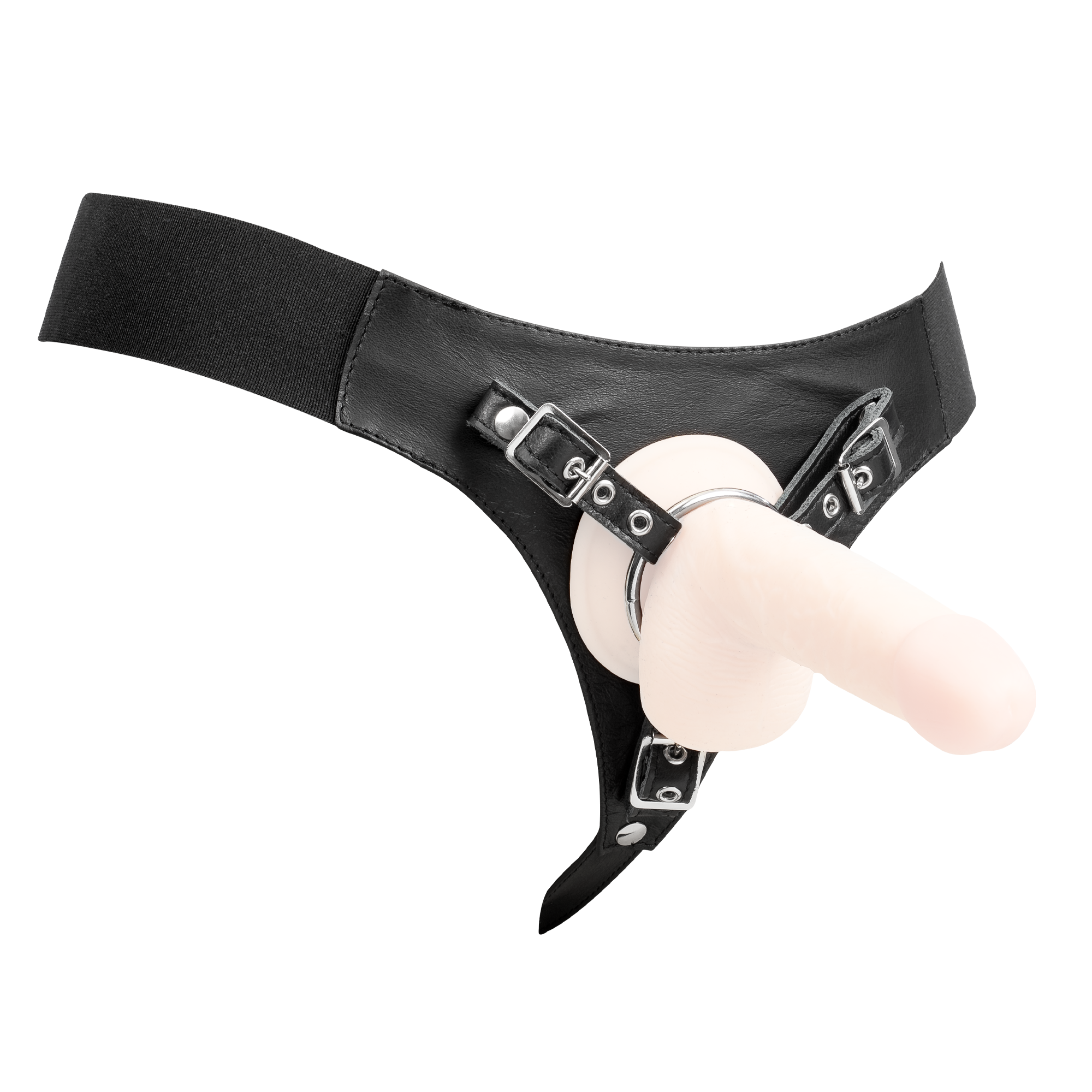 7: Rimba Bondage Play – Strap-On-Harness aus Leder – Schwarz