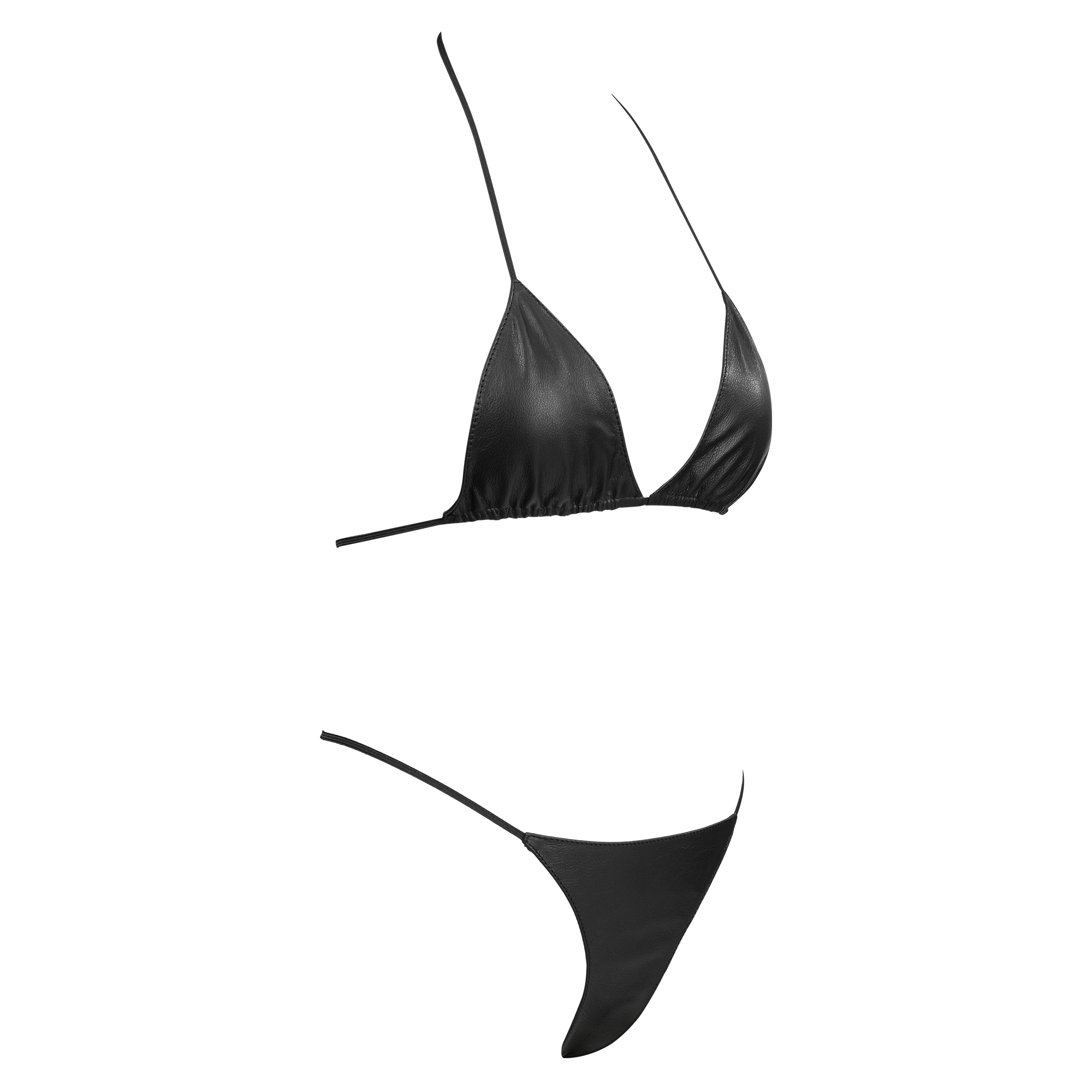 Rimba Bondage Play – Leder-Bikini-Set – Schwarz
