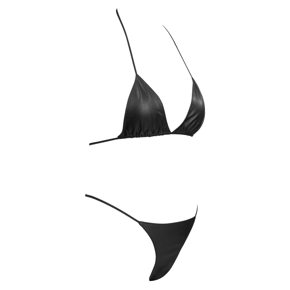 Rimba Bondage Play – Leder-Bikini-Set – Schwarz