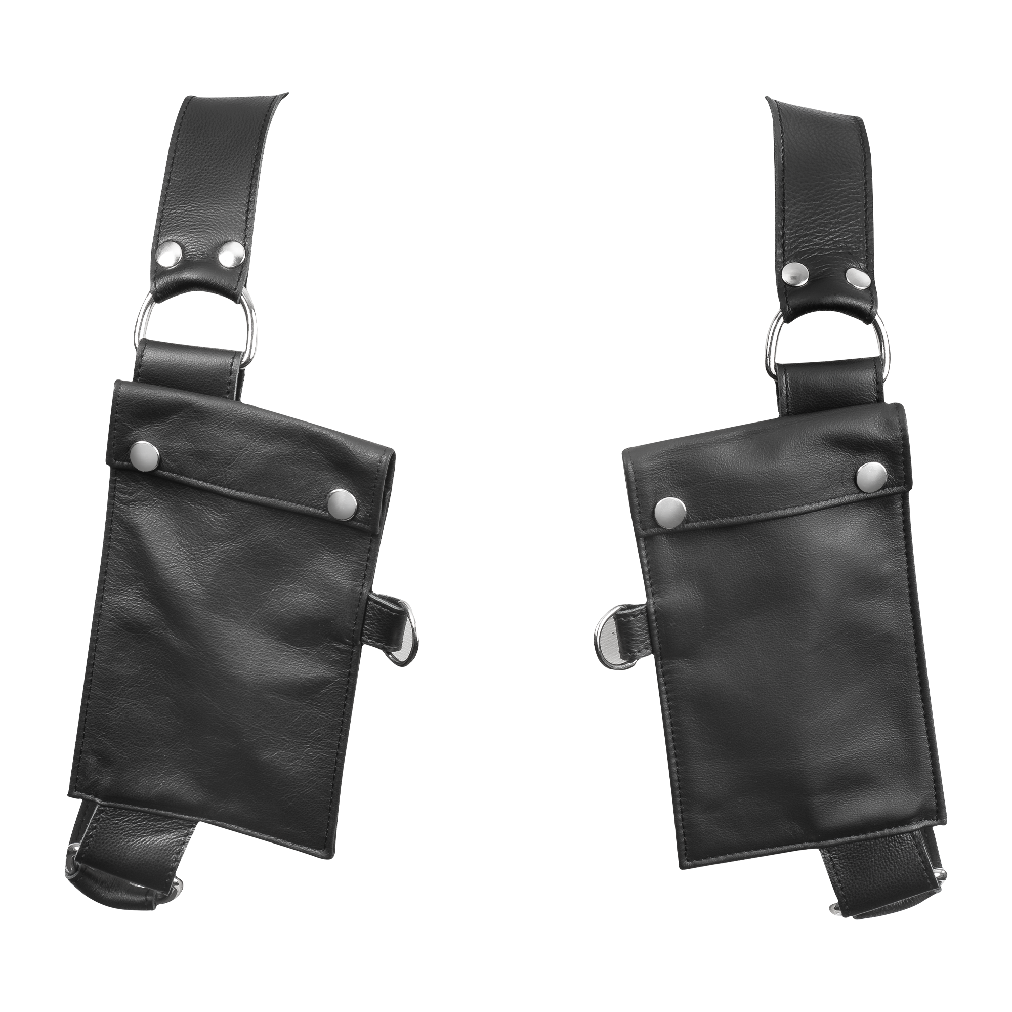 Rimba Bondage Play – Luxus-Brustharness aus Leder mit Taschen – Schwarz