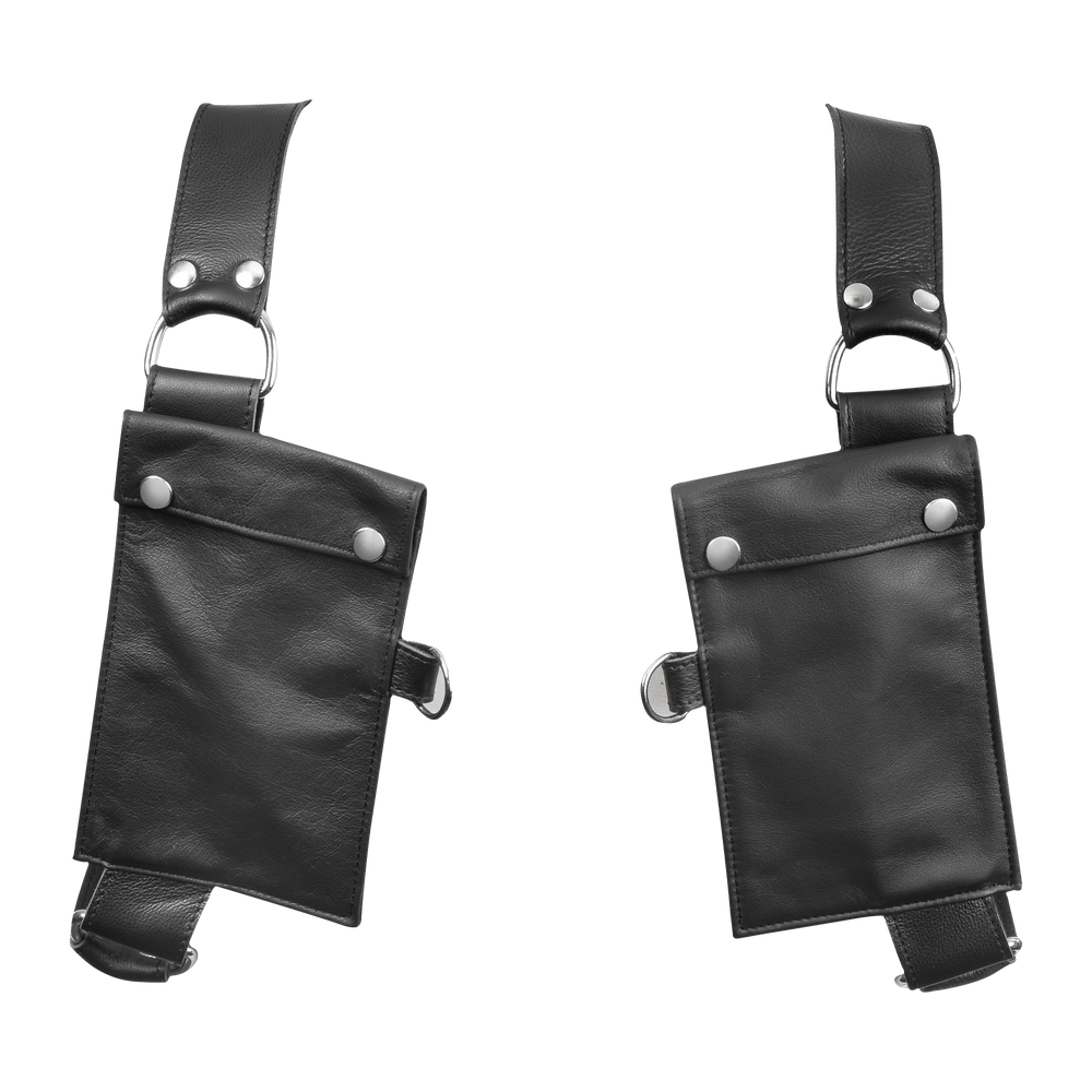 Rimba Bondage Play – Luxus-Brustharness aus Leder mit Taschen – Schwarz