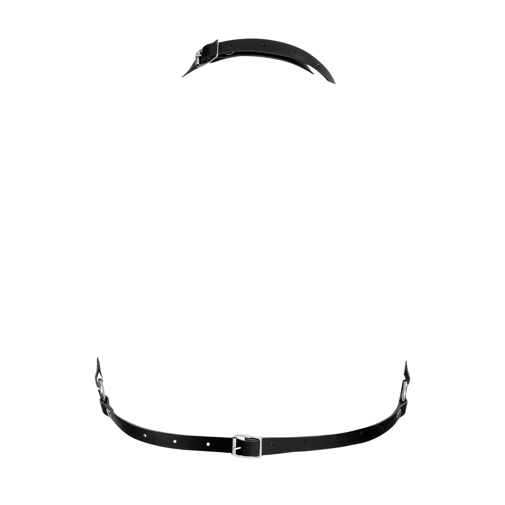 Rimba Bondage Play – Luxus-Brustharness aus Leder mit Taschen – Schwarz