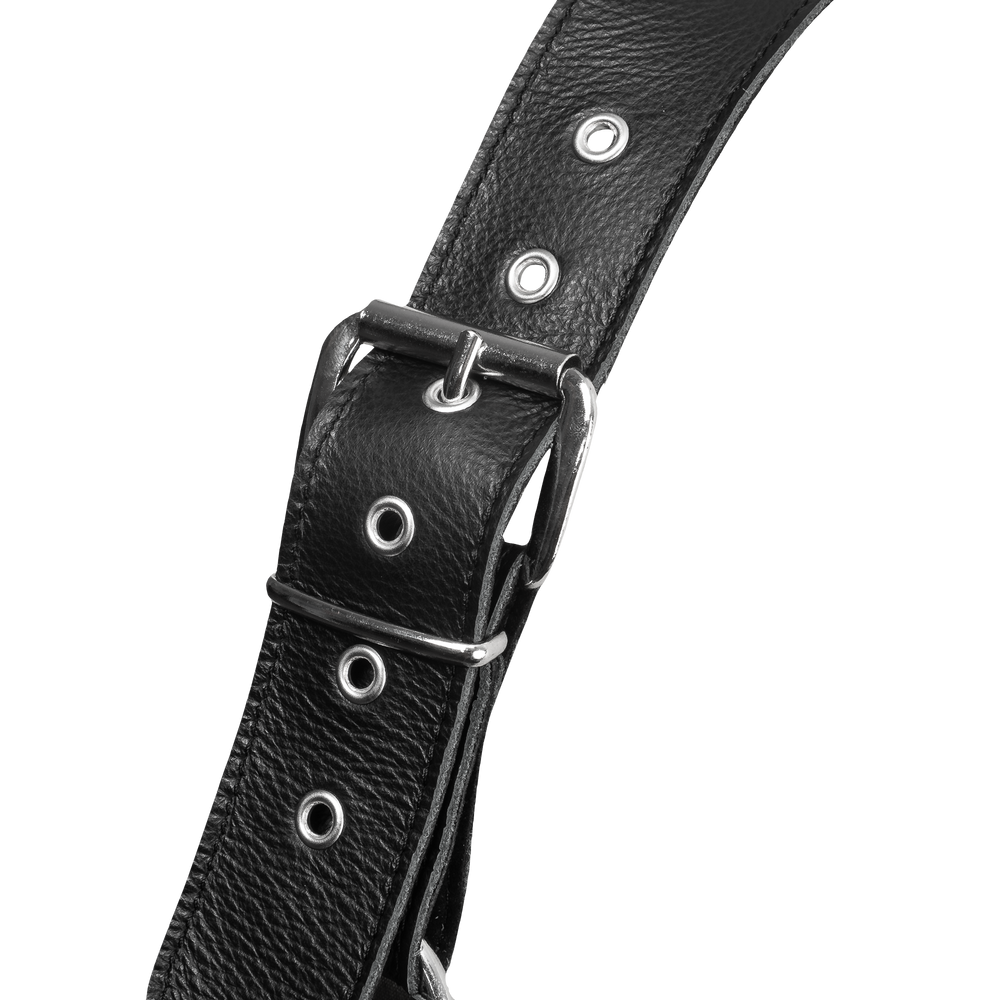Rimba Bondage Play – Luxus-Brustharness aus Leder mit Taschen – Schwarz
