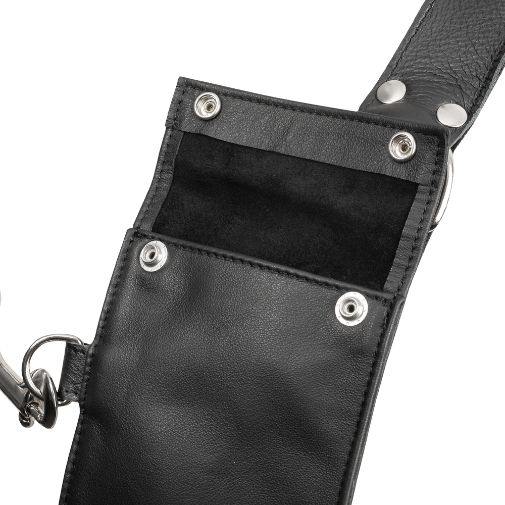 Rimba Bondage Play – Luxus-Brustharness aus Leder mit Taschen – Schwarz