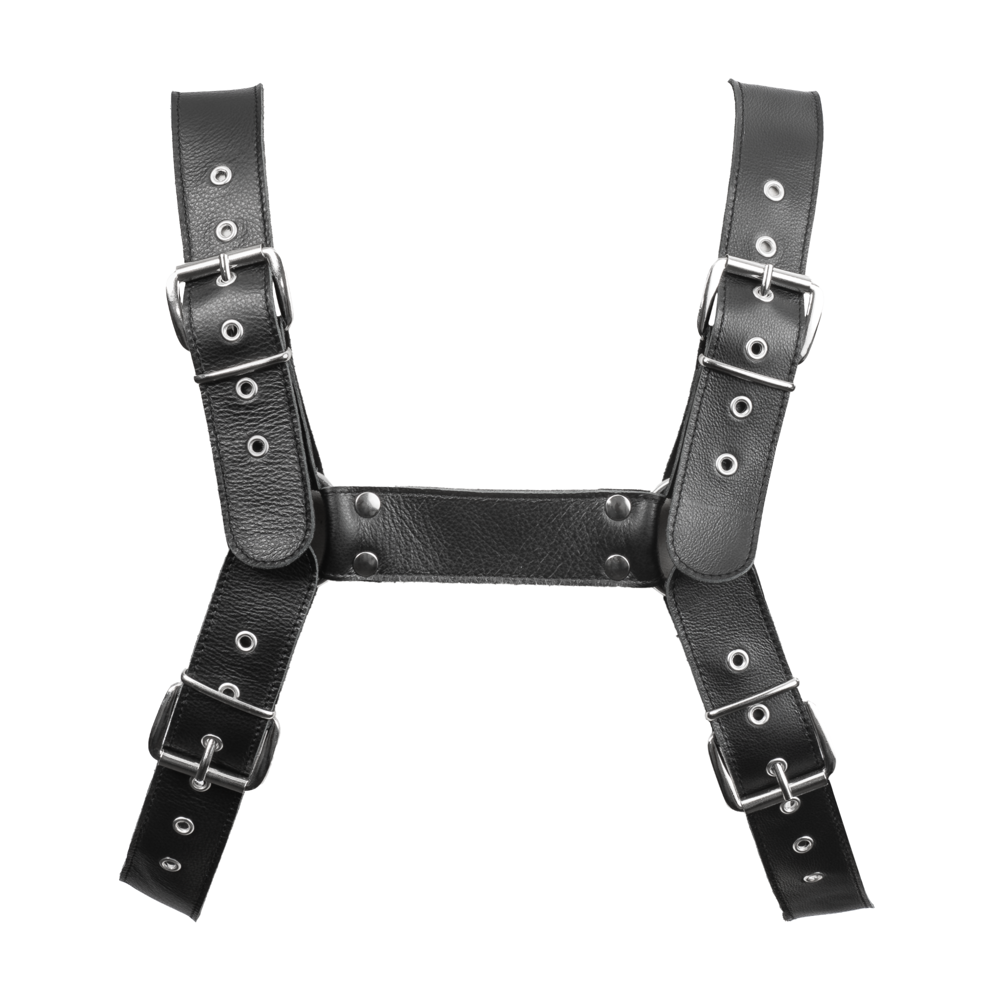 Rimba Bondage Play – Luxus-Brustharness aus Leder mit Taschen – Schwarz