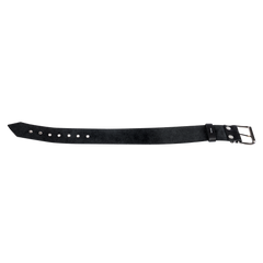 Rimba Bondage Play – Lederhalsband mit Metallschnalle – Schwarz
