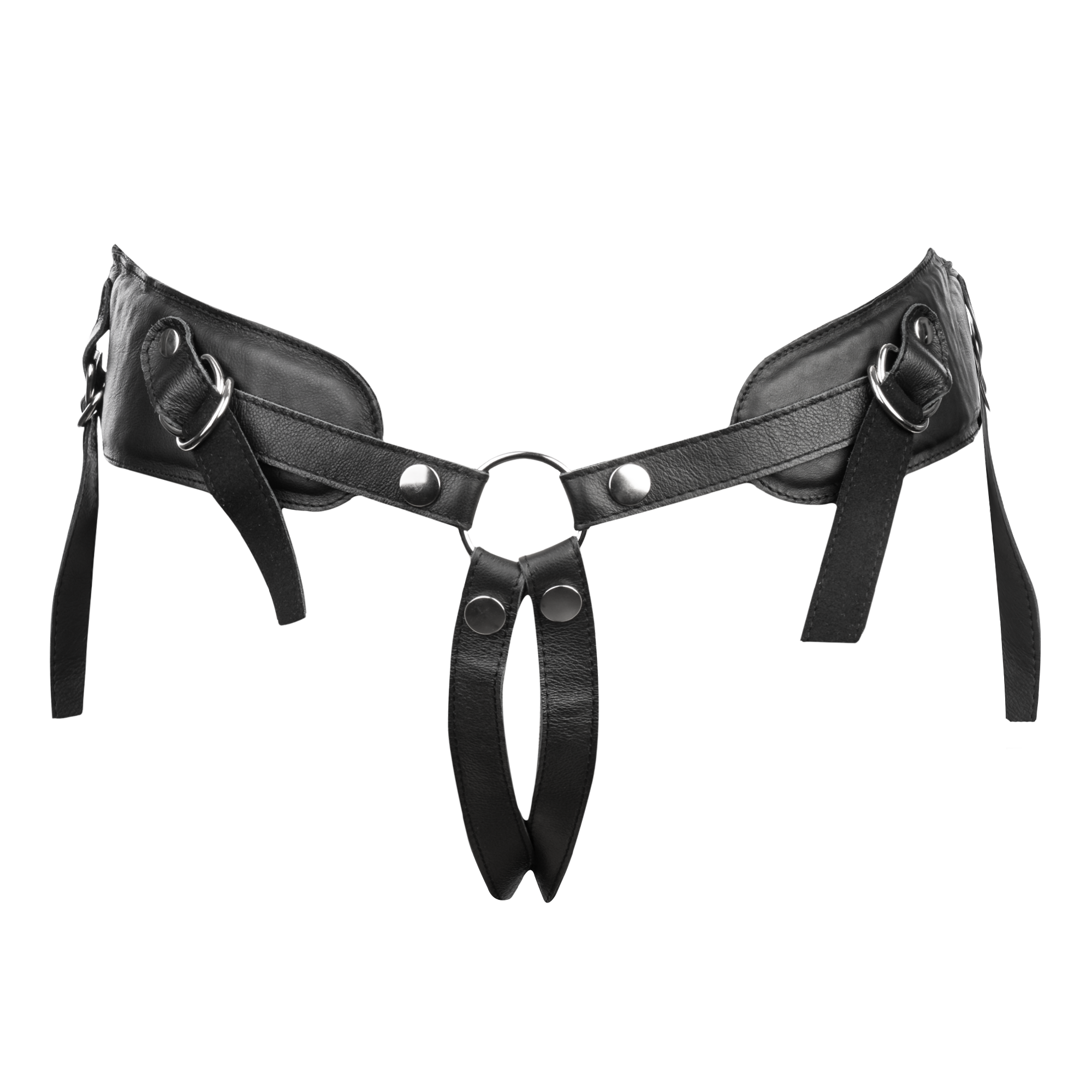 5: Rimba Bondage Play – Strap-on-Harness aus Leder mit Polsterung – Schwarz
