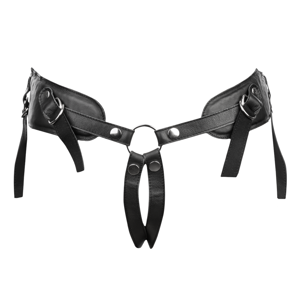 5: Rimba Bondage Play – Strap-on-Harness aus Leder mit Polsterung – Schwarz