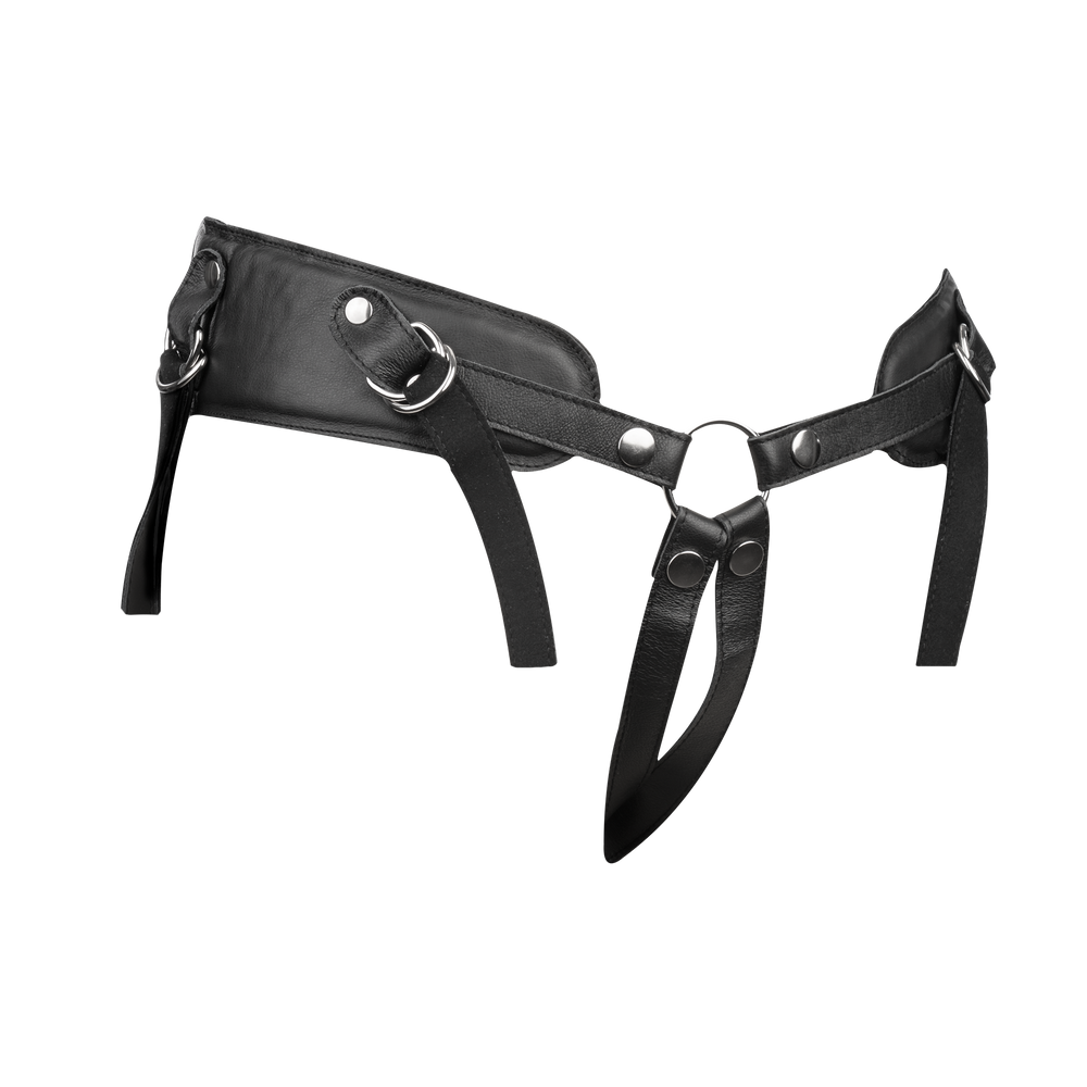 Rimba Bondage Play – Strap-on-Harness aus Leder mit Polsterung – Schwarz