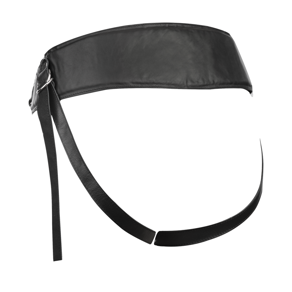 Rimba Bondage Play – Strap-on-Harness aus Leder mit Polsterung – Schwarz