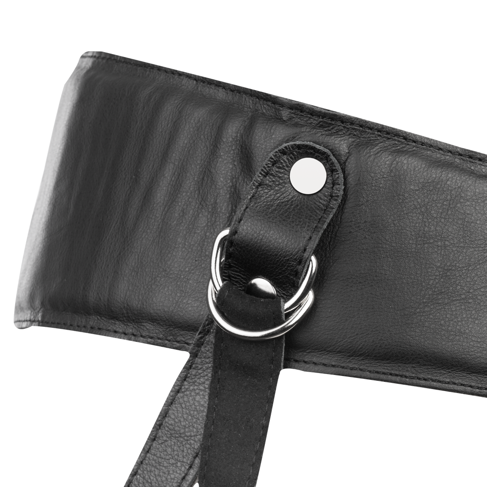 Rimba Bondage Play – Strap-on-Harness aus Leder mit Polsterung – Schwarz