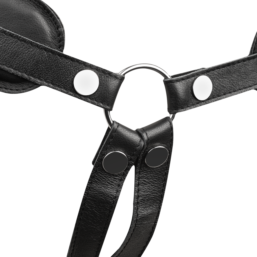 Rimba Bondage Play – Strap-on-Harness aus Leder mit Polsterung – Schwarz