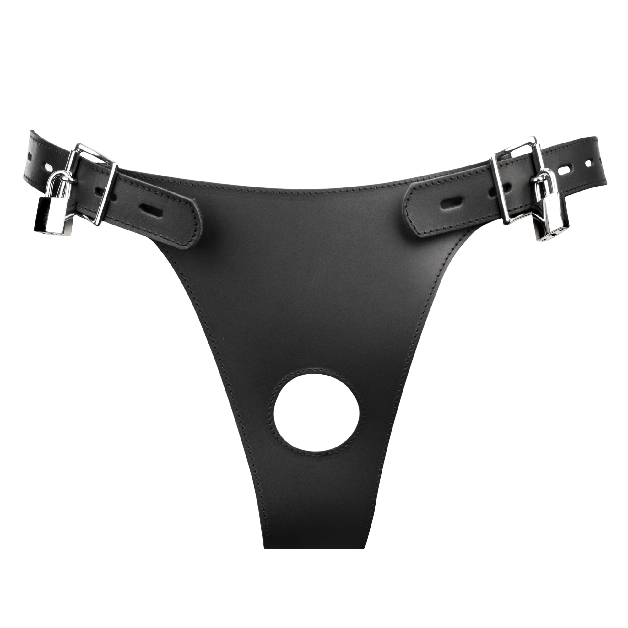 6: Rimba Bondage Play – Keuschheitsgürtel aus Leder mit aufblasbarem Analplug – Schwarz
