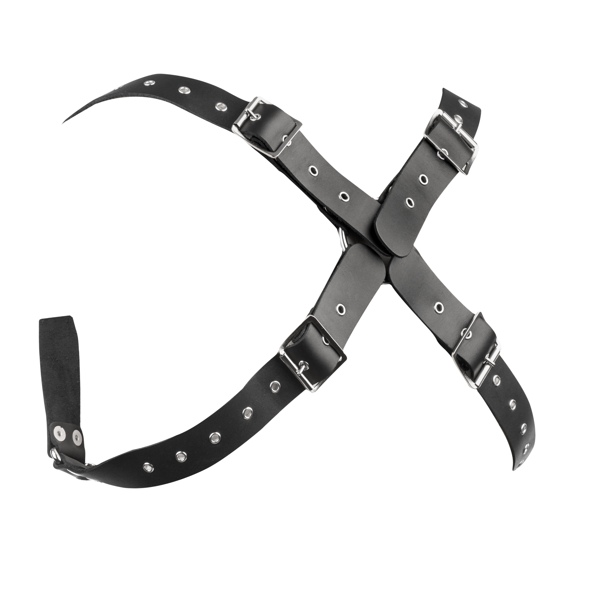 6: Rimba Bondage Play – Leder-Brustharness mit Ketten – Schwarz & Silber