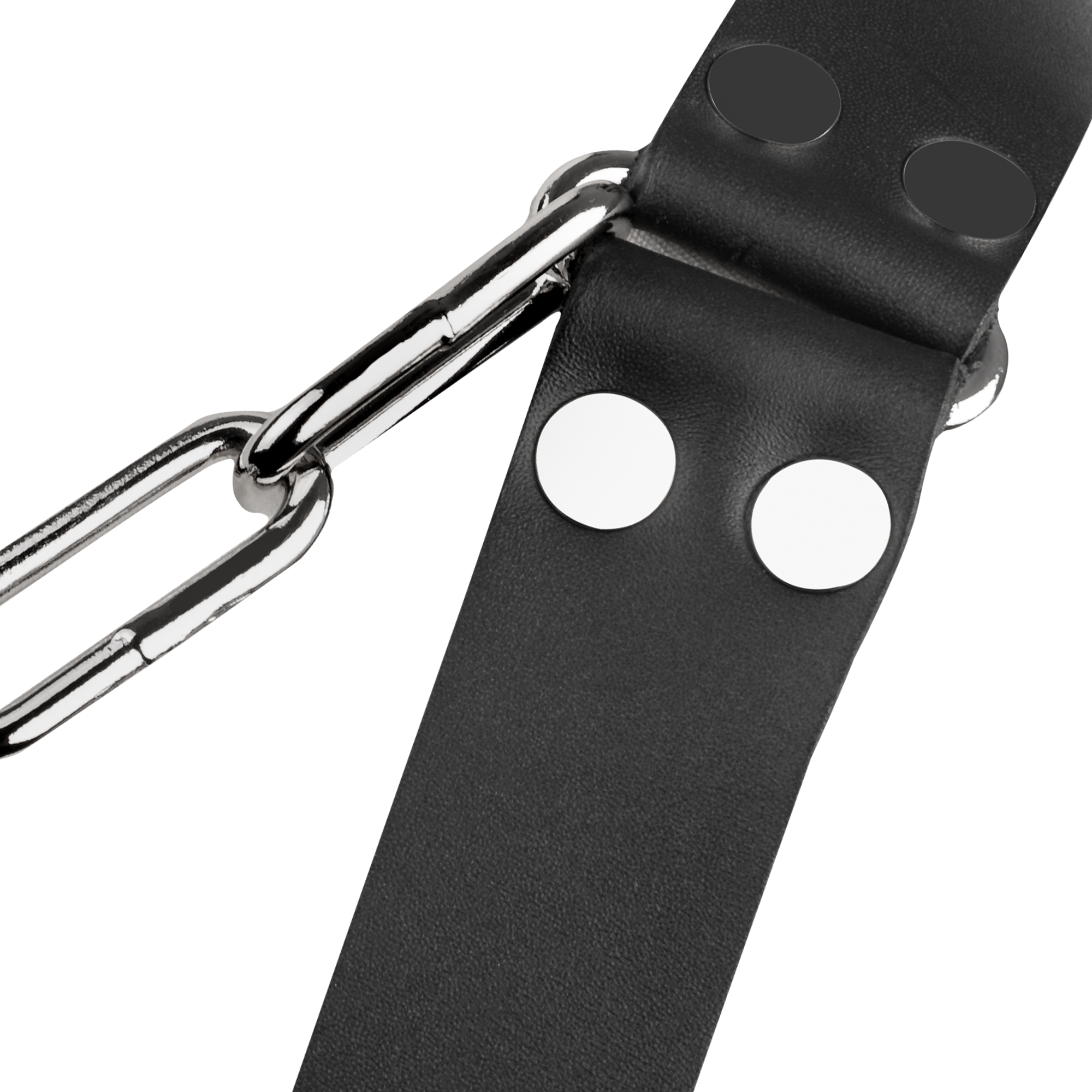 Rimba Bondage Play – Leder-Brustharness mit Ketten – Schwarz & Silber