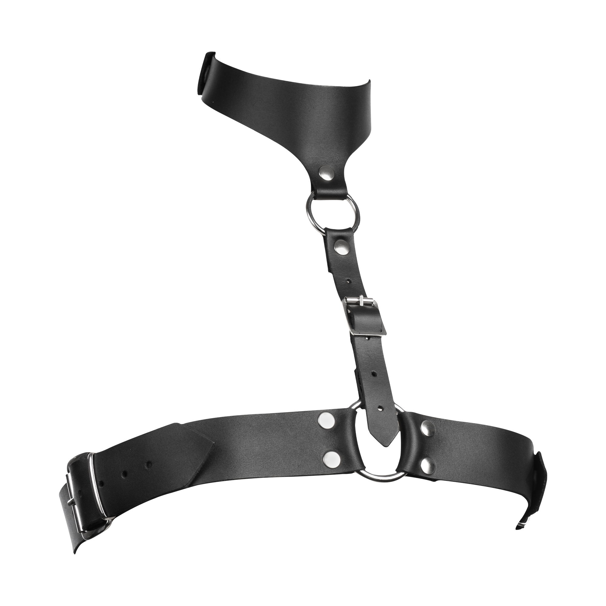 5: Rimba Bondage Play – Leder-Brustharness mit Halsband – Schwarz