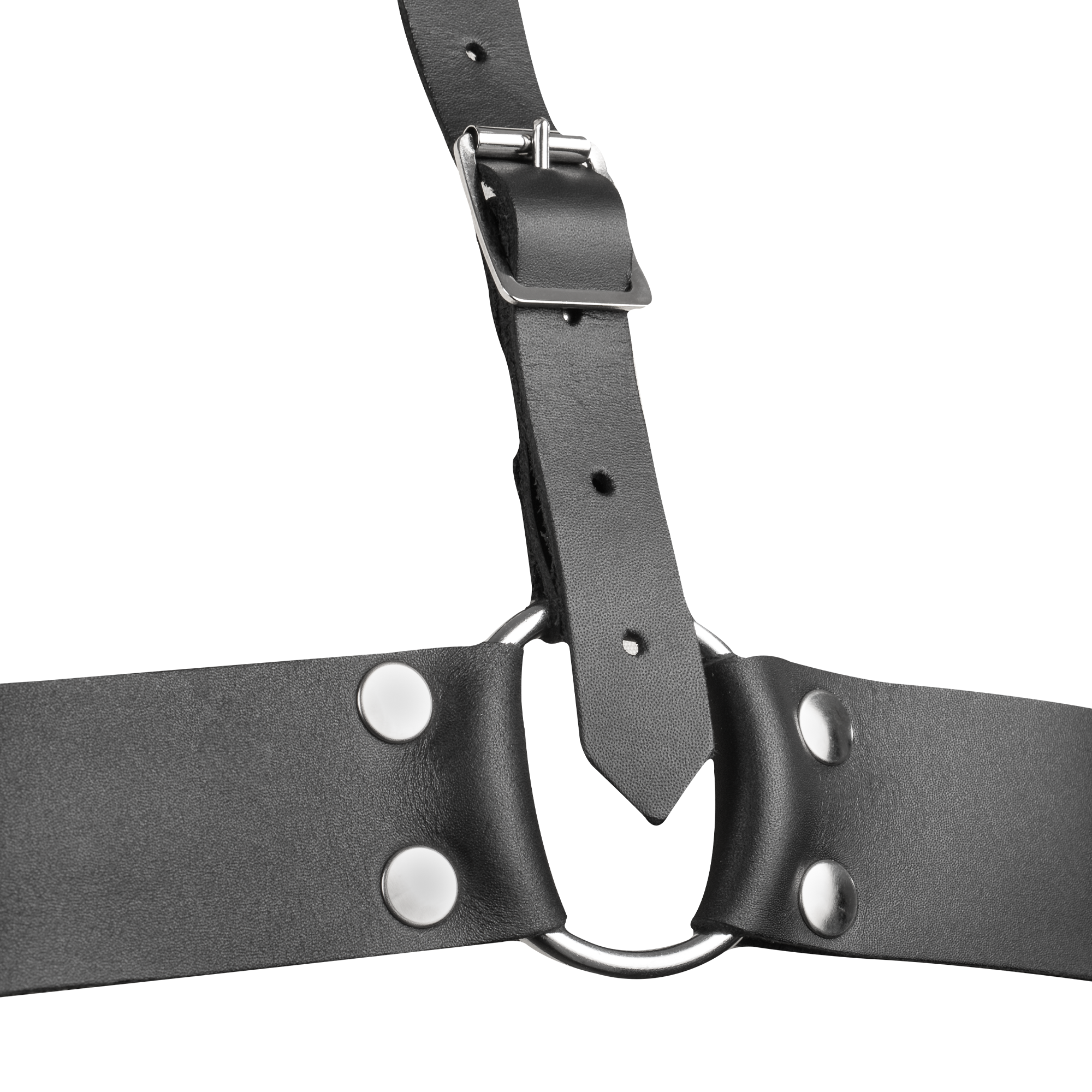 7: Rimba Bondage Play – Leder-Brustharness mit Halsband – Schwarz