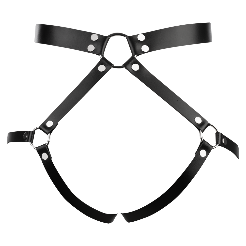 Rimba Bondage Play – Bondage-Harness aus Leder – Schwarz