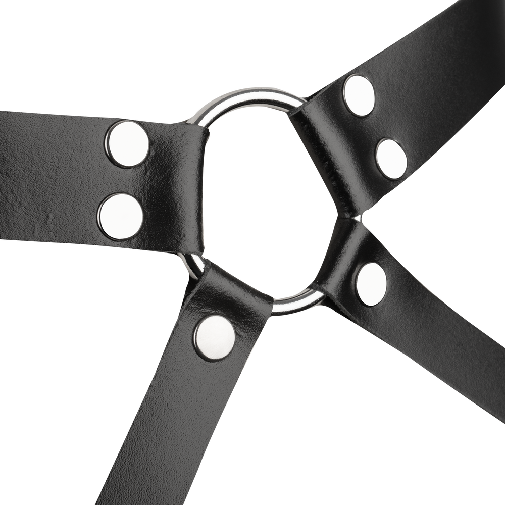 Rimba Bondage Play – Bondage-Harness aus Leder – Schwarz