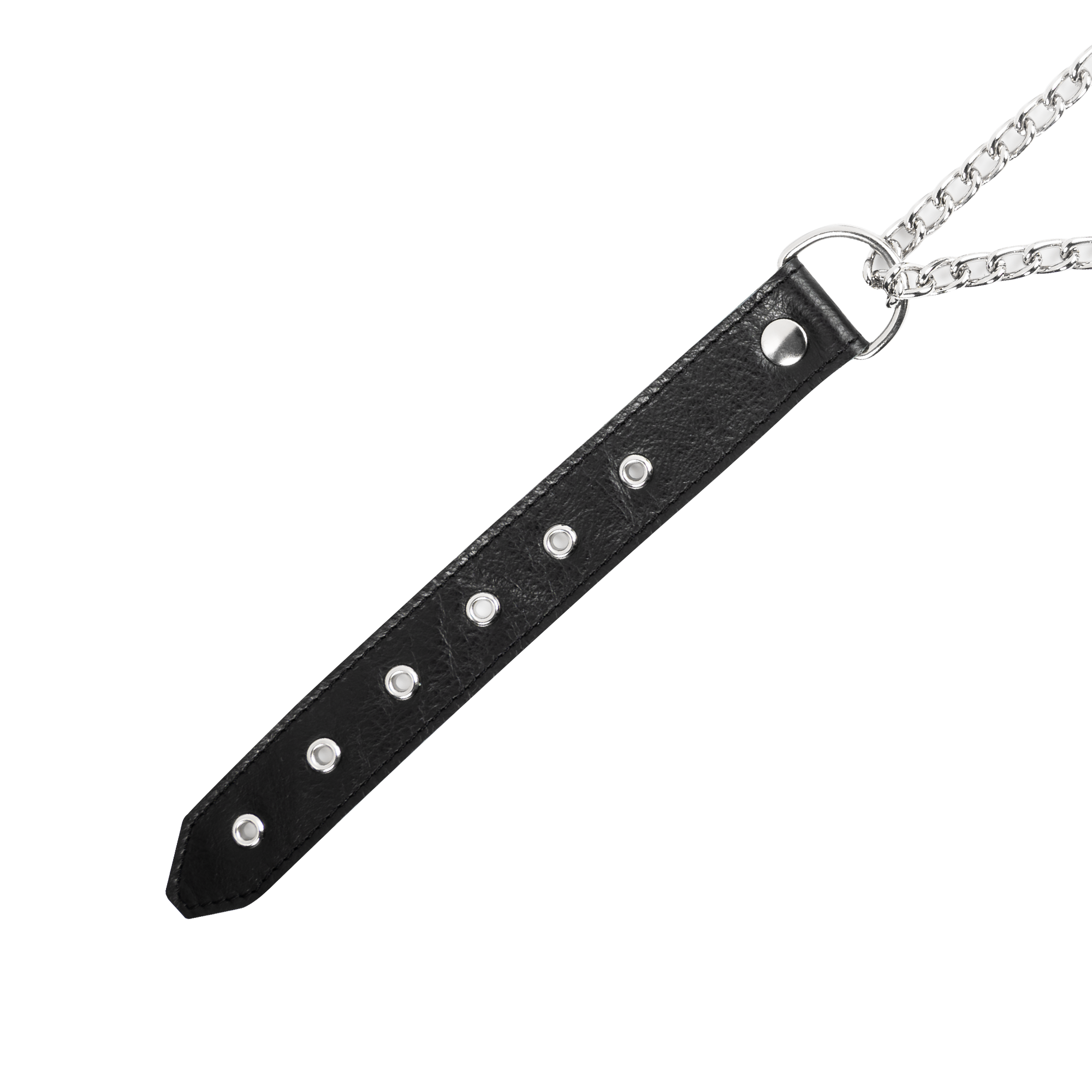 Rimba Bondage Play – Würgehalsband aus Leder mit O-Ring – Schwarz & Silber