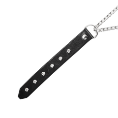 Rimba Bondage Play – Würgehalsband aus Leder mit O-Ring – Schwarz & Silber