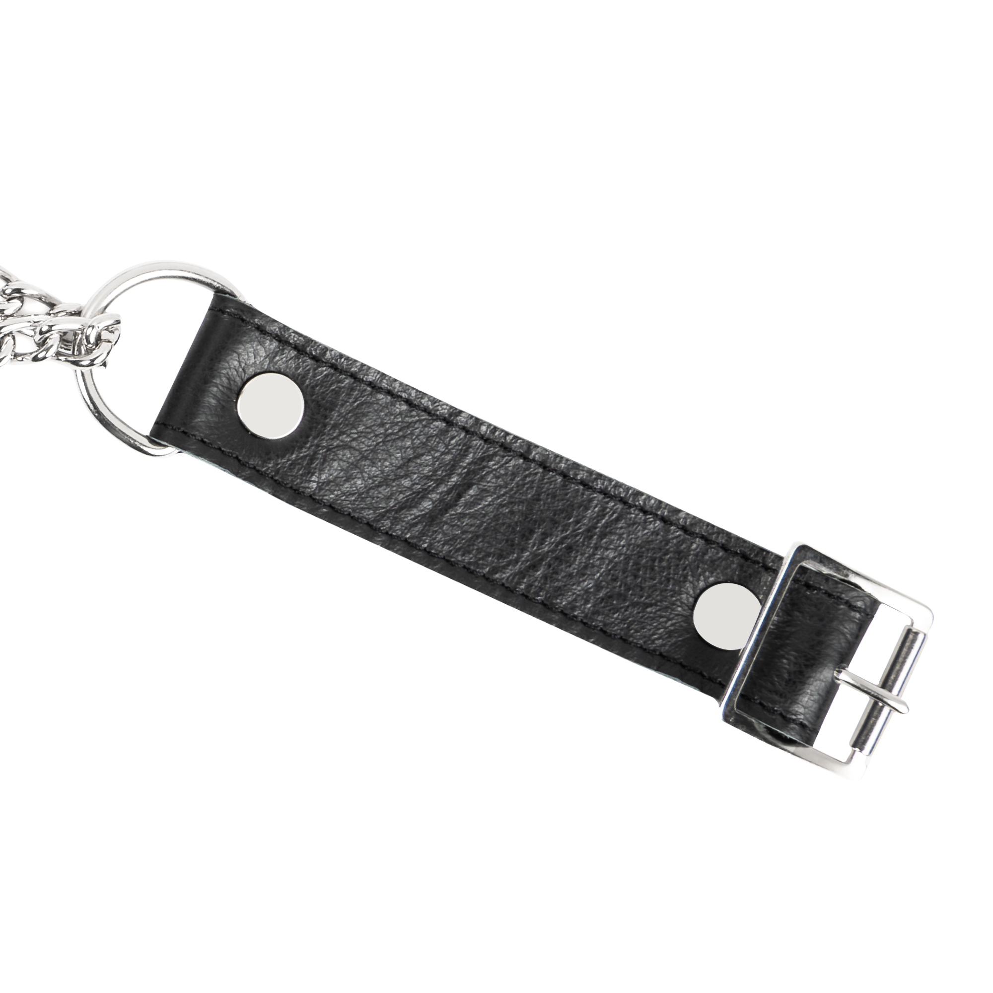 5: Rimba Bondage Play – Würgehalsband aus Leder mit O-Ring – Schwarz & Silber