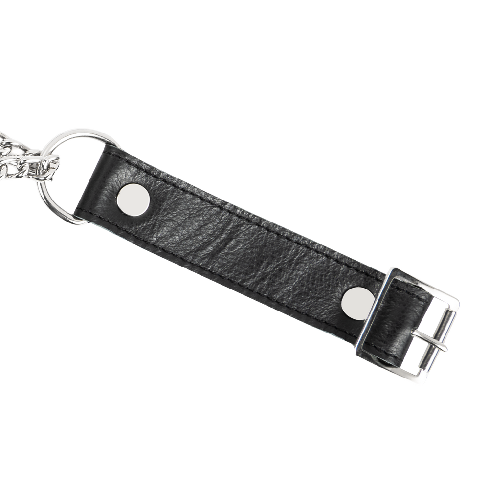 5: Rimba Bondage Play – Würgehalsband aus Leder mit O-Ring – Schwarz & Silber