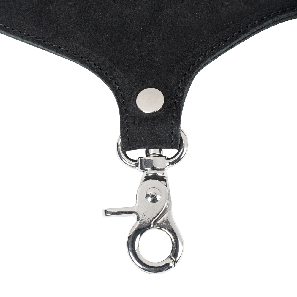 Rimba Bondage Play – Wildlederhalsband mit abnehmbarer Peitsche – Schwarz