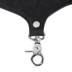 Rimba Bondage Play – Wildlederhalsband mit abnehmbarer Peitsche – Schwarz