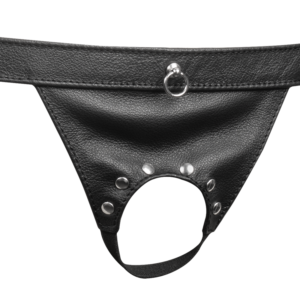 5: Rimba Bondage Play – Offener Lederslip für Herren – Schwarz