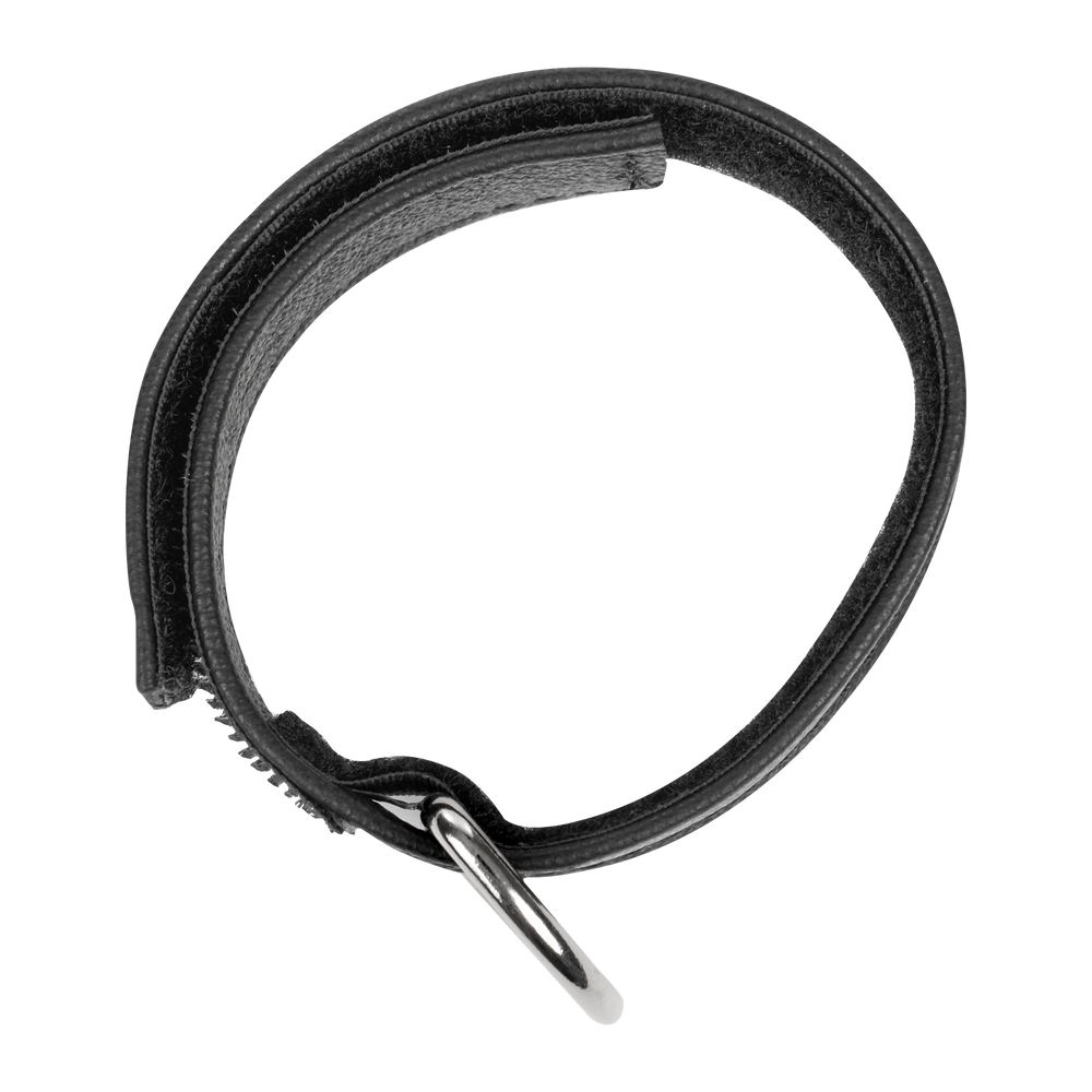 Rimba Bondage Play – Lederhalsband mit Klettverschluss – Schwarz