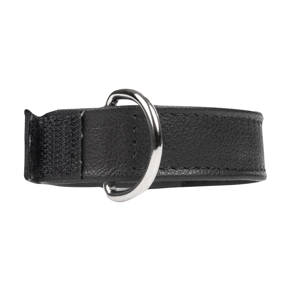 Rimba Bondage Play – Lederhalsband mit Klettverschluss – Schwarz