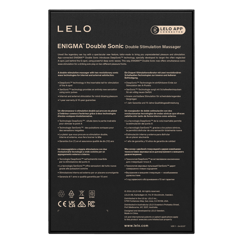 10: LELO - ENIGMA Double Sonic - Dreifach-Stimulation - App-gesteuert - Schwarz
