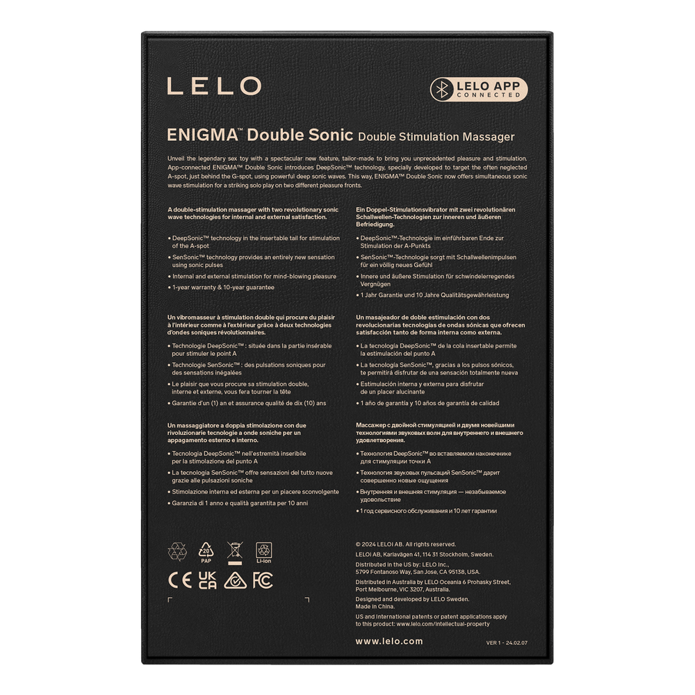 LELO - ENIGMA Double Sonic - Dreifach-Stimulation - App-gesteuert - Cyber ​​Purple