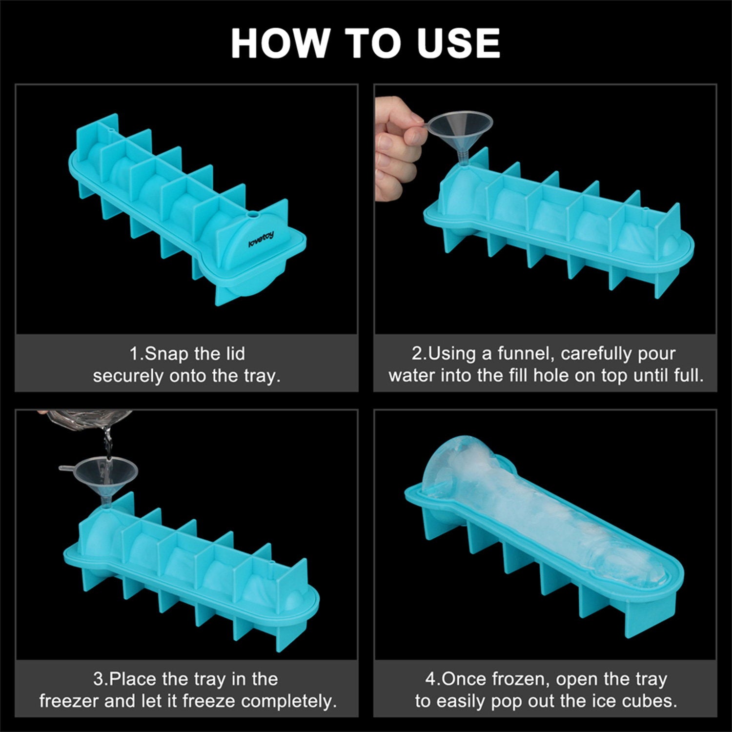 LoveToy – Silikon-Eiswürfelform – Realistischer Penis – Blau