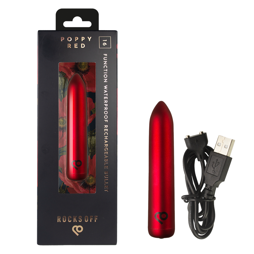 11: Rocks-Off – Wiederaufladbarer Bullet-Vibrator – Mohnrot