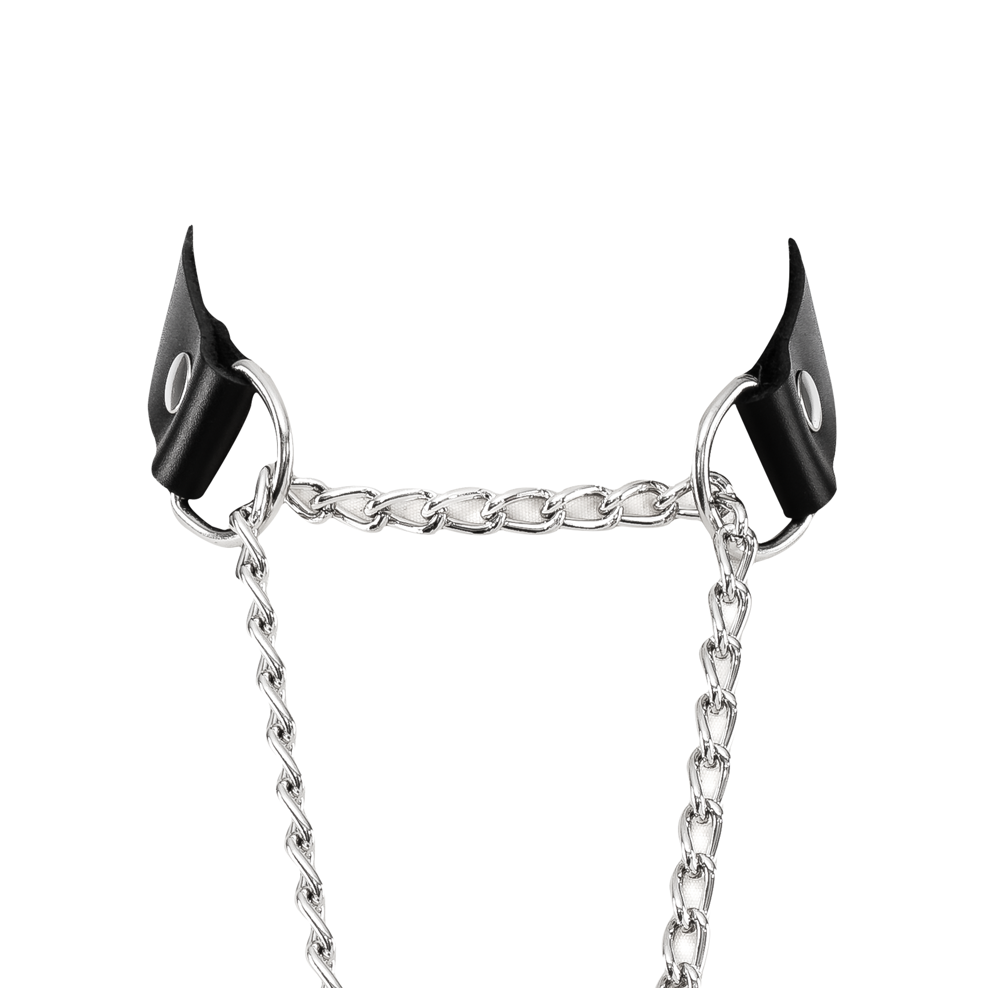 4: Rimba Bondage Play – Würgehalsband aus Leder mit Vorhängeschloss – Schwarz & Silber